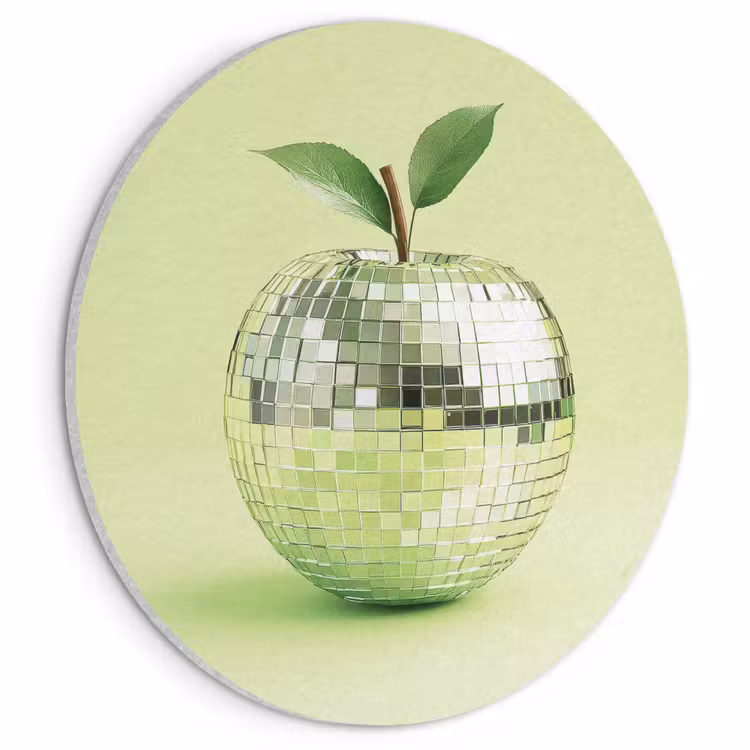 Akoestisch schilderij rond - Groen - Disco - Decoratie - Appel — 1