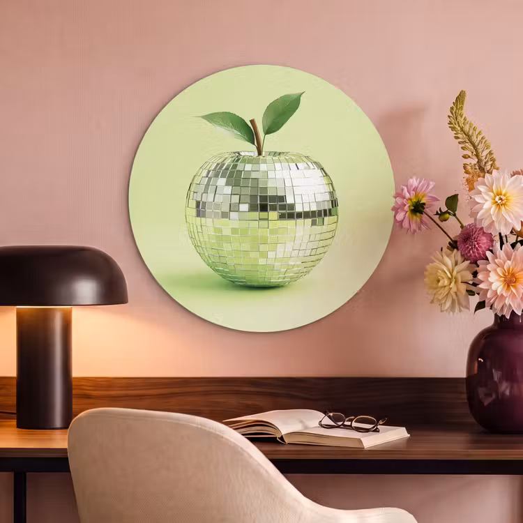 Akoestisch schilderij rond - Groen - Disco - Decoratie - Appel — 2
