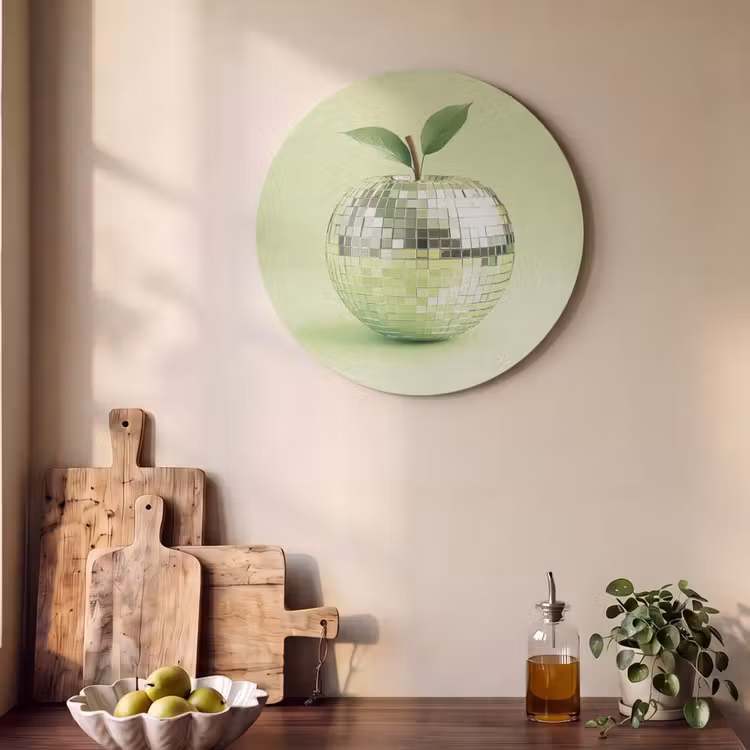 Akoestisch schilderij rond - Groen - Disco - Decoratie - Appel — 4