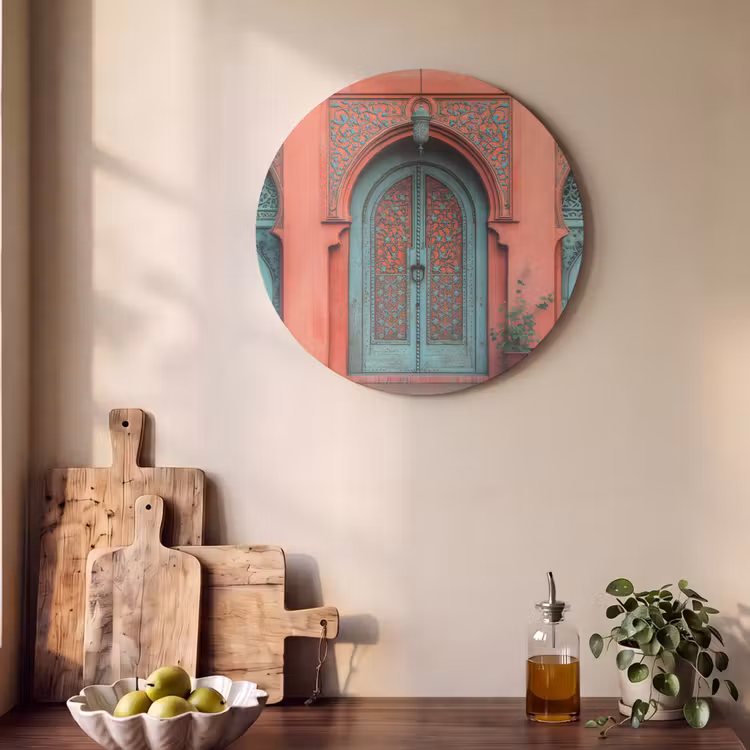 Akoestisch schilderij rond - Lantaarn - Deur - Turquoise — 4