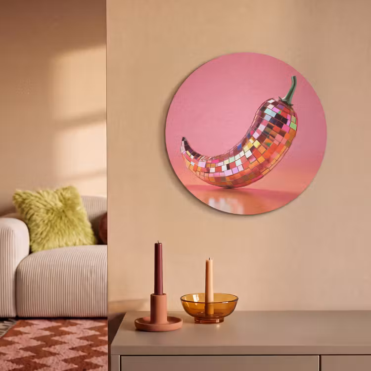Akoestisch schilderij rond - Peper - Disco - Rood - Glitter — 3