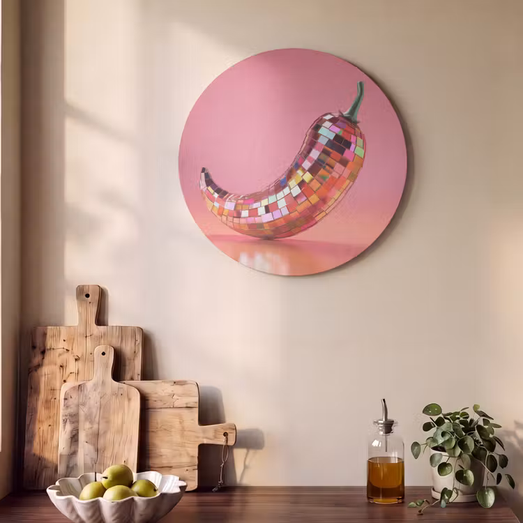 Akoestisch schilderij rond - Peper - Disco - Rood - Glitter — 4