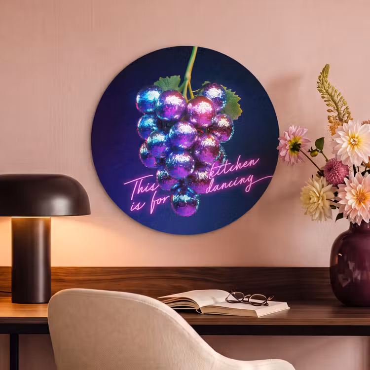 Akoestisch schilderij rond - Quote - Neon - Disco - Druiven — 2