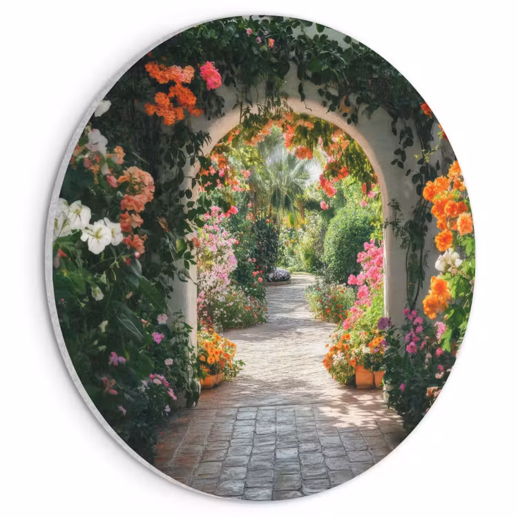 Akoestisch schilderij rond - Doorkijk - Bloemen - Natuur - Bloementuin — 1