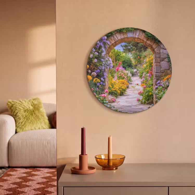 Akoestisch schilderij rond - Doorkijk - Bloemen - Pad - Natuur — 3