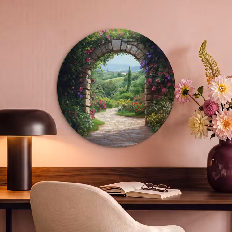 Akoestisch schilderij rond - Doorkijk - Landschap - Bloemen - Pad - Uitzicht — 2