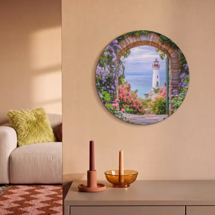 Akoestisch schilderij rond - Doorkijk - Vuurtoren - Bloemen - Uitzicht — 3