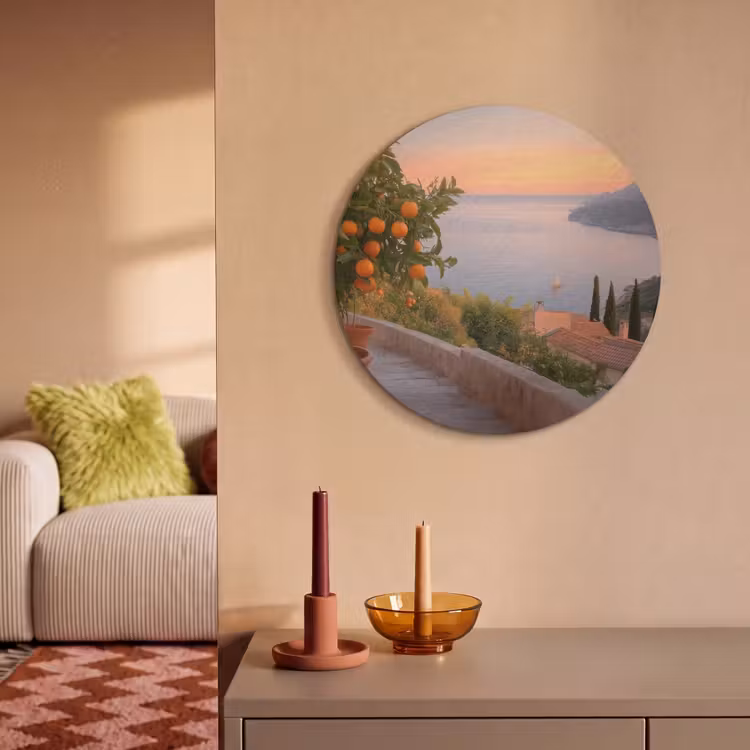 Akoestisch schilderij rond - Middelandse zee - Sinaasappel - Heuvels - Zee — 3