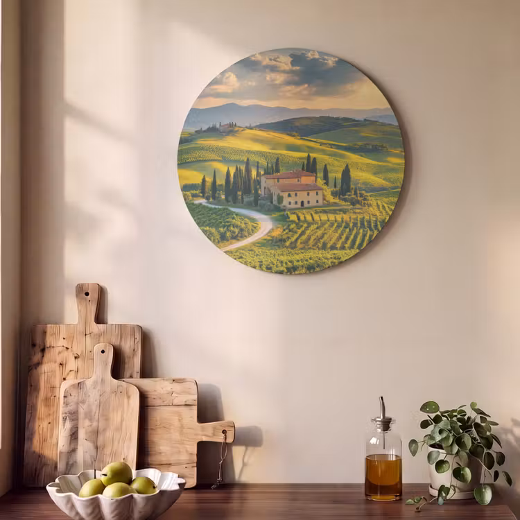 Akoestisch schilderij rond - Toscane - Landschap - Wijngaarden — 4