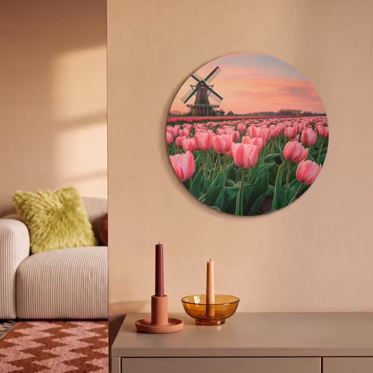 Akoestisch schilderij rond - Tulpen - Molen - Nederland — 3
