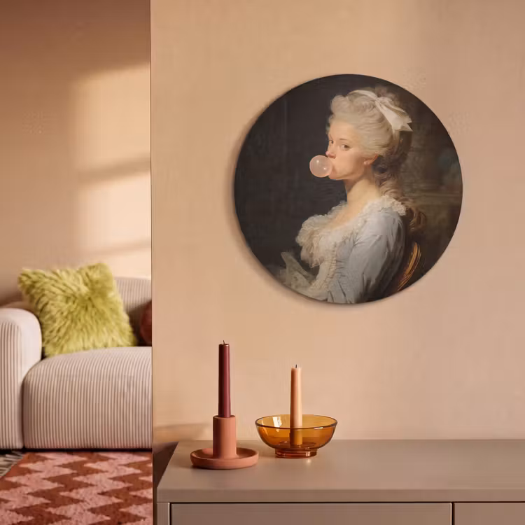 Akoestisch schilderij rond - Vrouw - Barokjurk - Kauwgom — 3