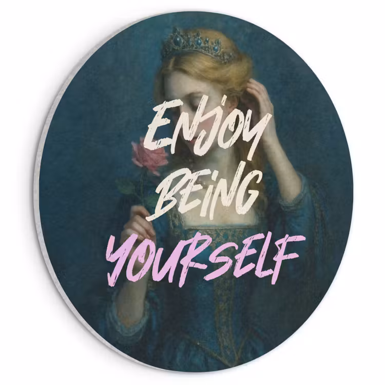 Akoestisch schilderij rond - Vrouw - Roos - Quote — 1