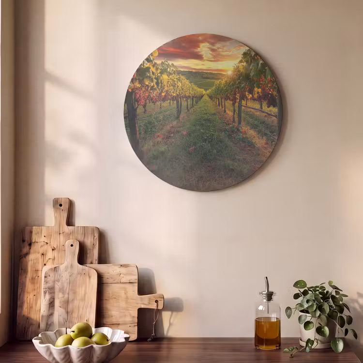 Akoestisch schilderij rond - Wijngaard - Druiven - Zonsondergang — 4