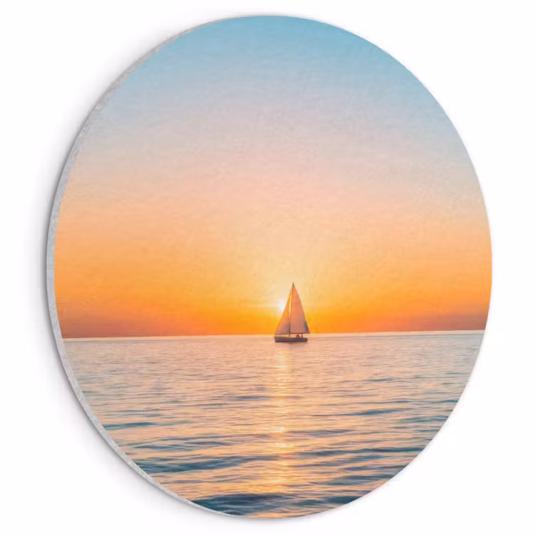 Akoestisch schilderij rond - Zee - Zeilboot - Zonsondergang — 1