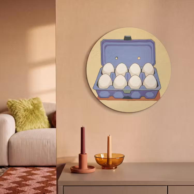 Akoestisch schilderij rond - Eieren - Doos - Minimalistisch - Blauw — 3