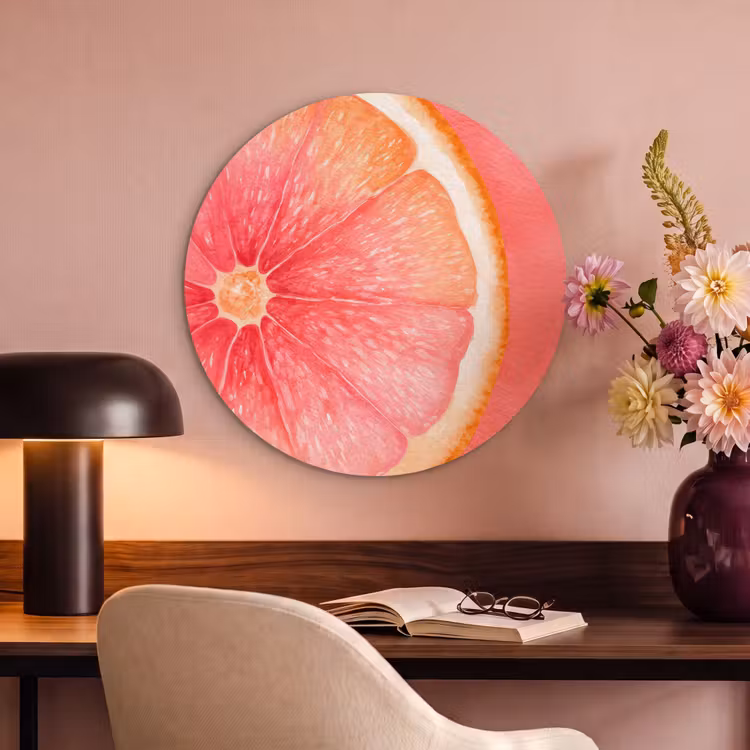 Akoestisch schilderij rond - Grapefruit - Roze - Levendig — 2