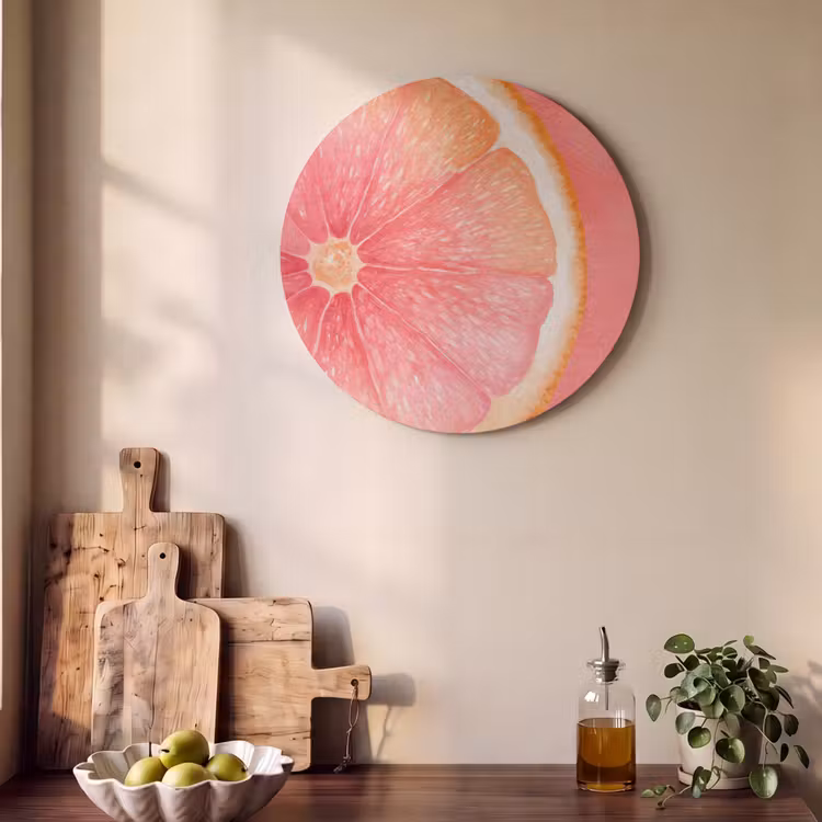Akoestisch schilderij rond - Grapefruit - Roze - Levendig — 4