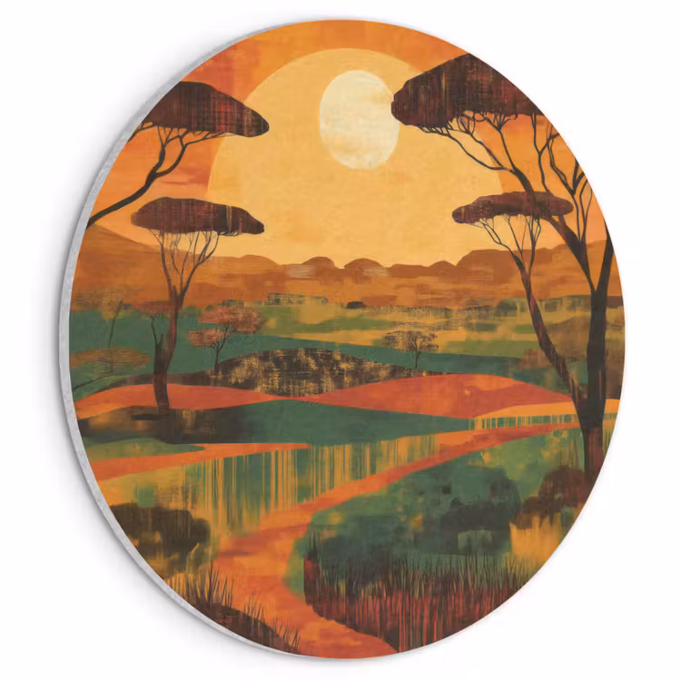 Akoestisch schilderij rond - Landschap - Afrikaans - Zon — 1