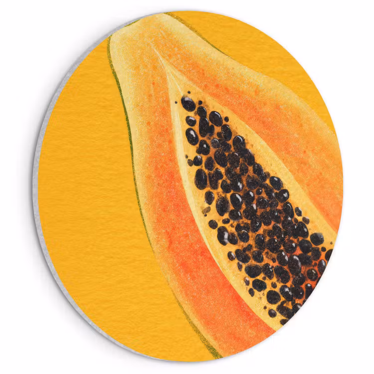 Akoestisch schilderij rond - Papaja - Oranje - Topisch — 1