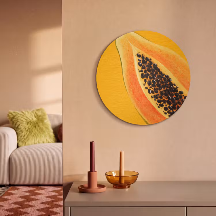 Akoestisch schilderij rond - Papaja - Oranje - Topisch — 3