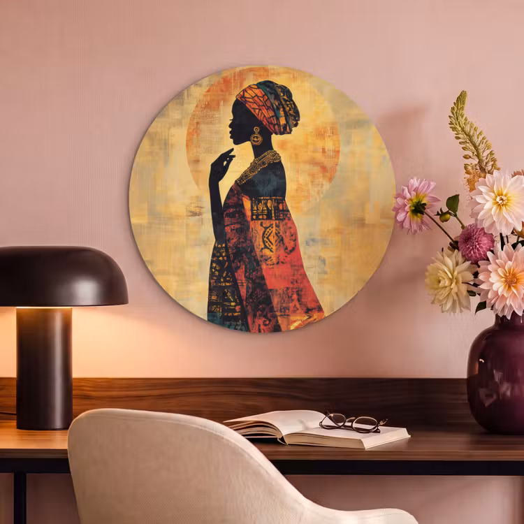 Akoestisch schilderij rond - Vrouw - Silhouet - Patronen - Sierlijk — 2