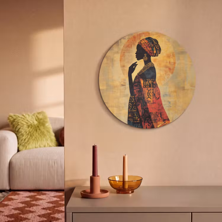 Akoestisch schilderij rond - Vrouw - Silhouet - Patronen - Sierlijk — 3