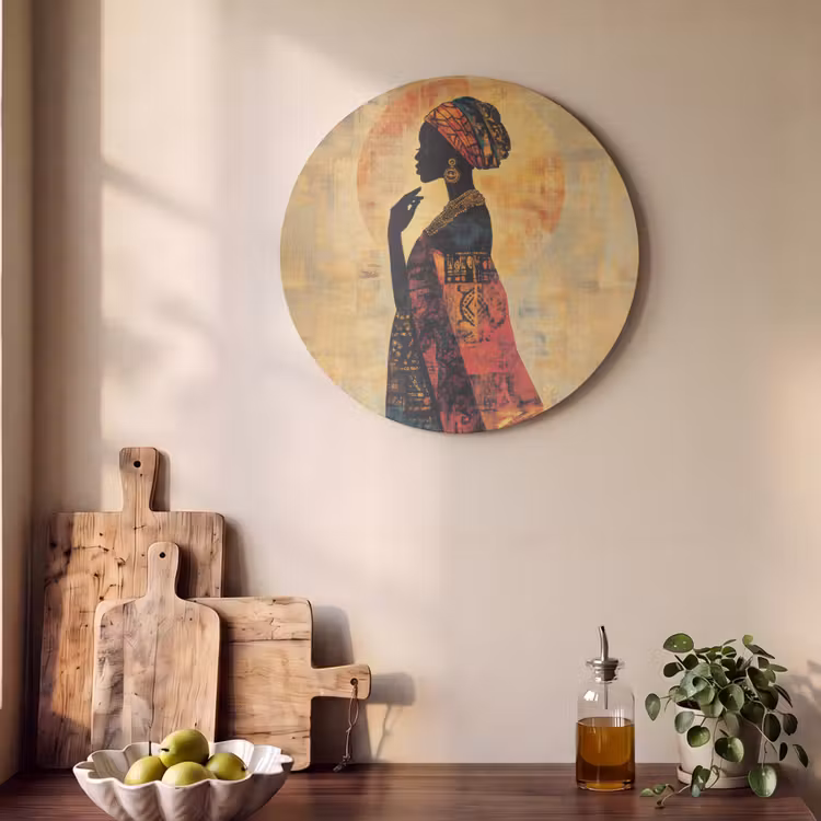 Akoestisch schilderij rond - Vrouw - Silhouet - Patronen - Sierlijk — 4