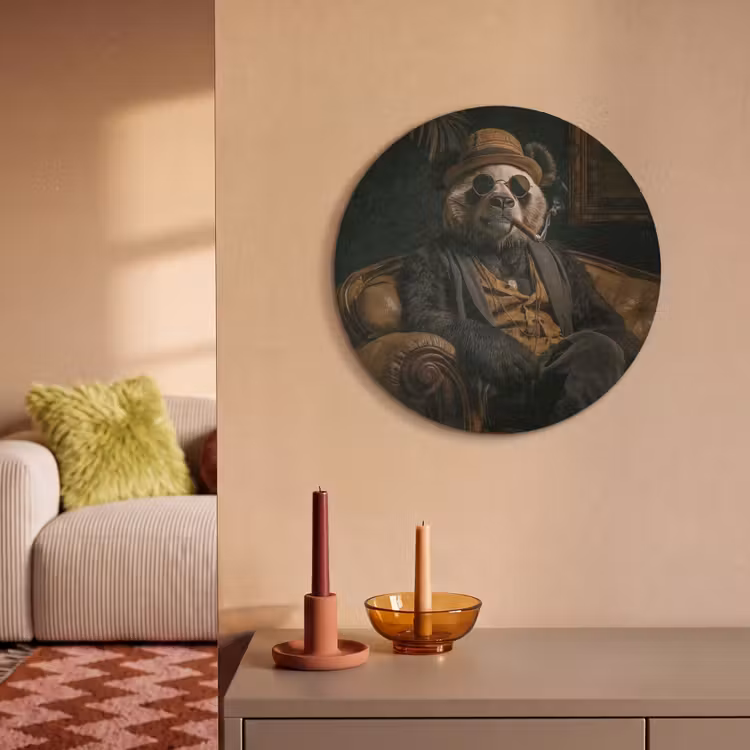 Akoestisch schilderij rond - Panda - Hoed - Bril - Pak — 3