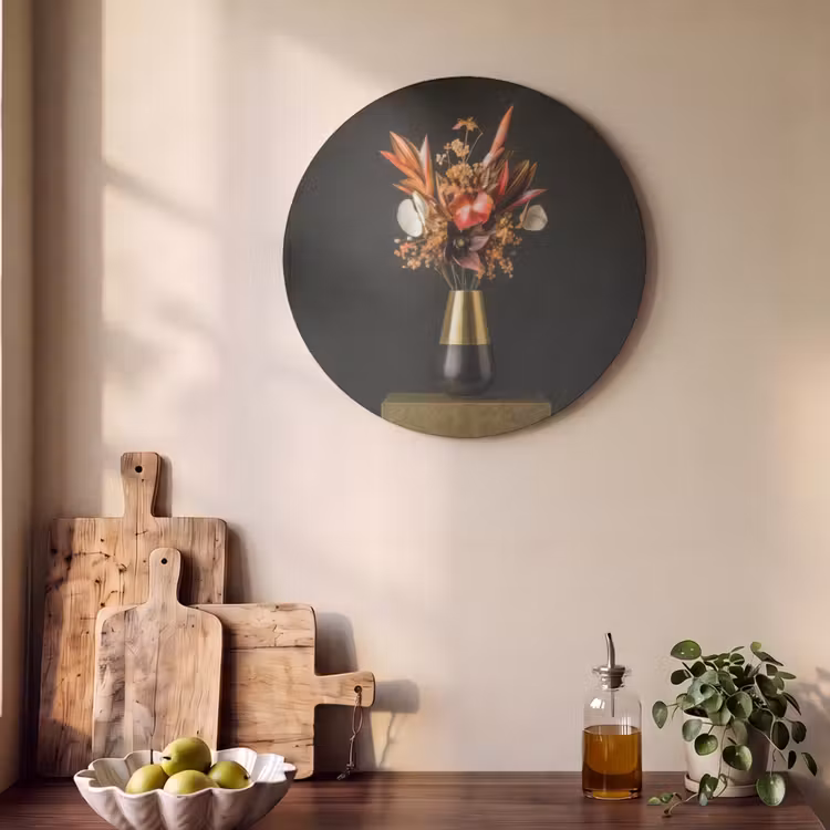 Akoestisch schilderij rond - Exotisch - Boeket - Vaas - Goud — 4