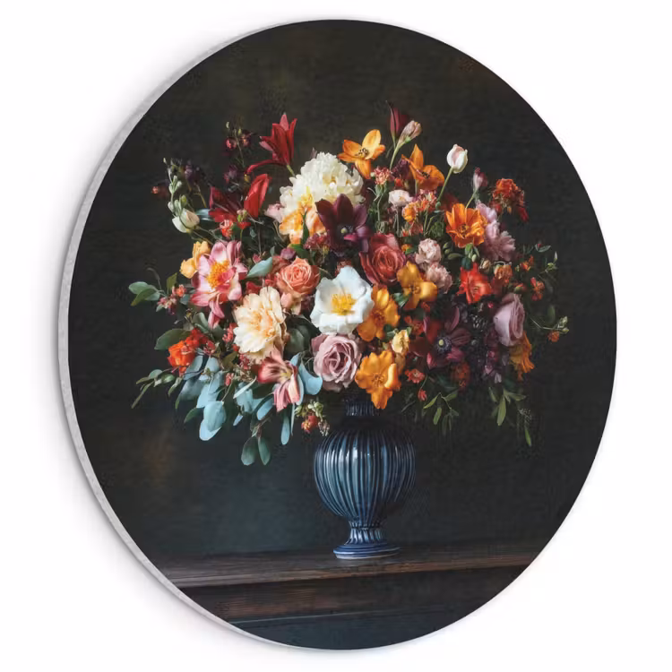 Akoestisch schilderij rond - Groot - Bloemen - Vaas - Boeket — 1