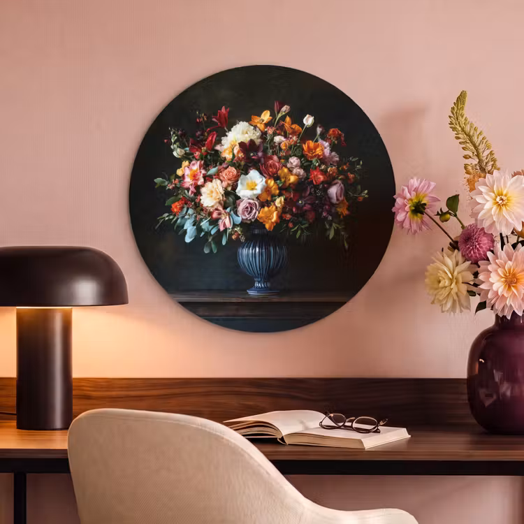 Akoestisch schilderij rond - Groot - Bloemen - Vaas - Boeket — 2