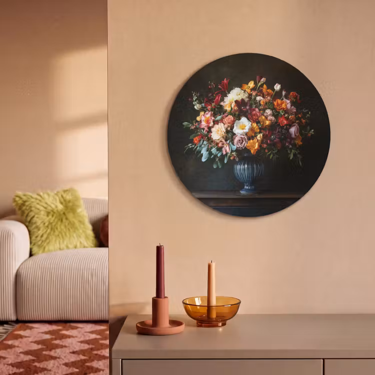 Akoestisch schilderij rond - Groot - Bloemen - Vaas - Boeket — 3