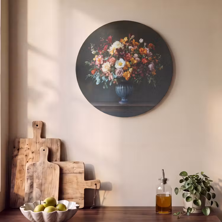 Akoestisch schilderij rond - Groot - Bloemen - Vaas - Boeket — 4