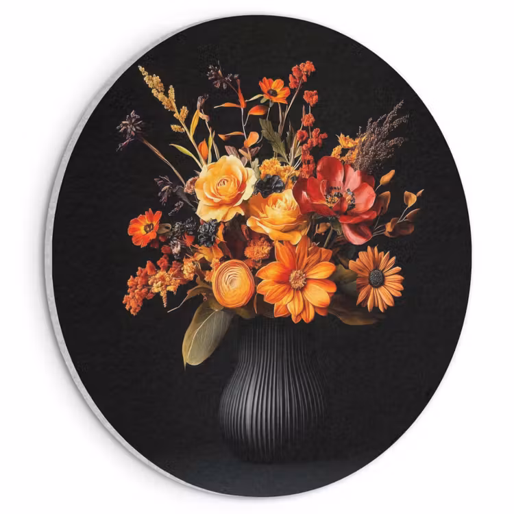 Akoestisch schilderij rond - Herfst - Boeket - Oranje — 1