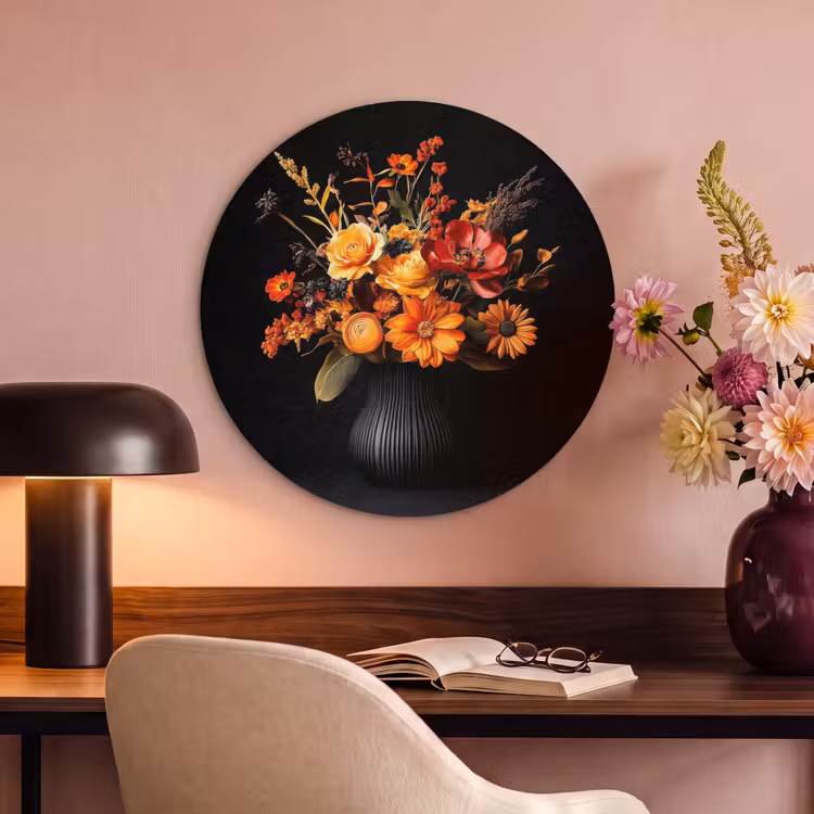 Akoestisch schilderij rond - Herfst - Boeket - Oranje — 2