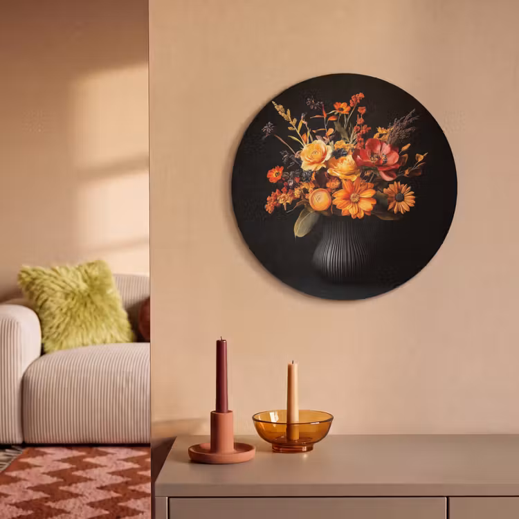 Akoestisch schilderij rond - Herfst - Boeket - Oranje — 3