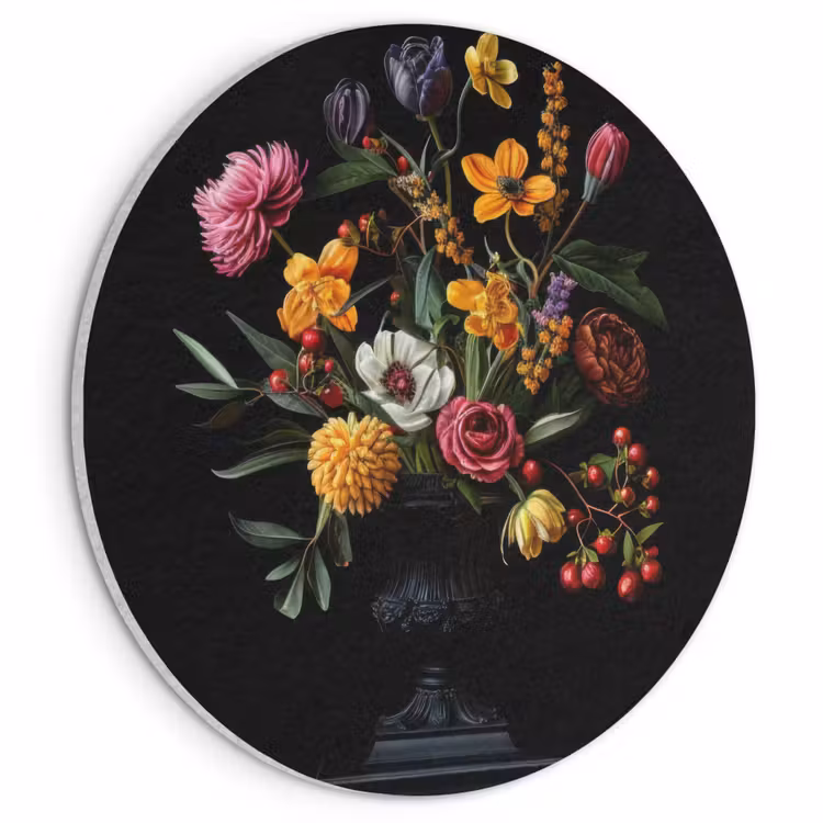 Akoestisch schilderij rond - Sierlijk - Boeket - Bladeren — 1