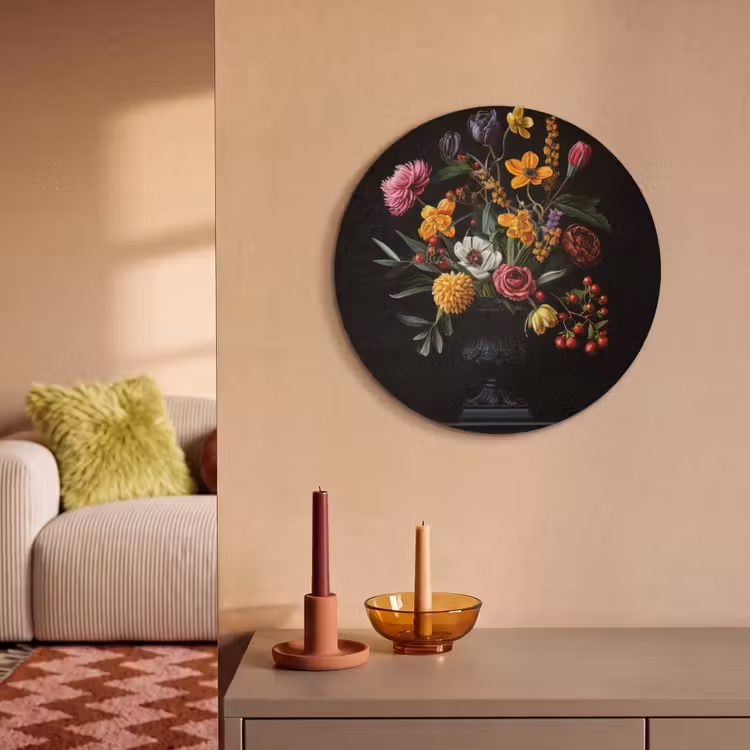 Akoestisch schilderij rond - Sierlijk - Boeket - Bladeren — 3