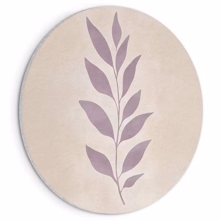 Akoestisch schilderij rond - Tak - Bladeren - Minimalistisch - Beige — 1