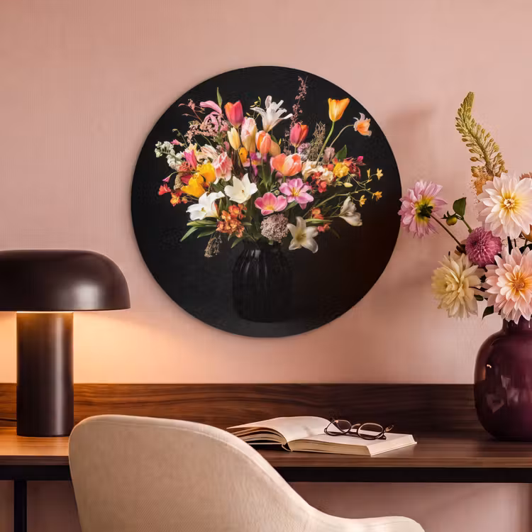 Akoestisch schilderij rond - Vaas - Bloemen - Tulpen — 2