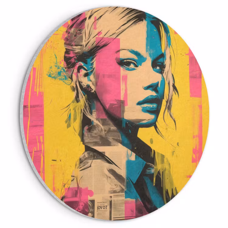 Akoestisch schilderij rond - Vrouw - Verfstrepen - Gekleurd — 1