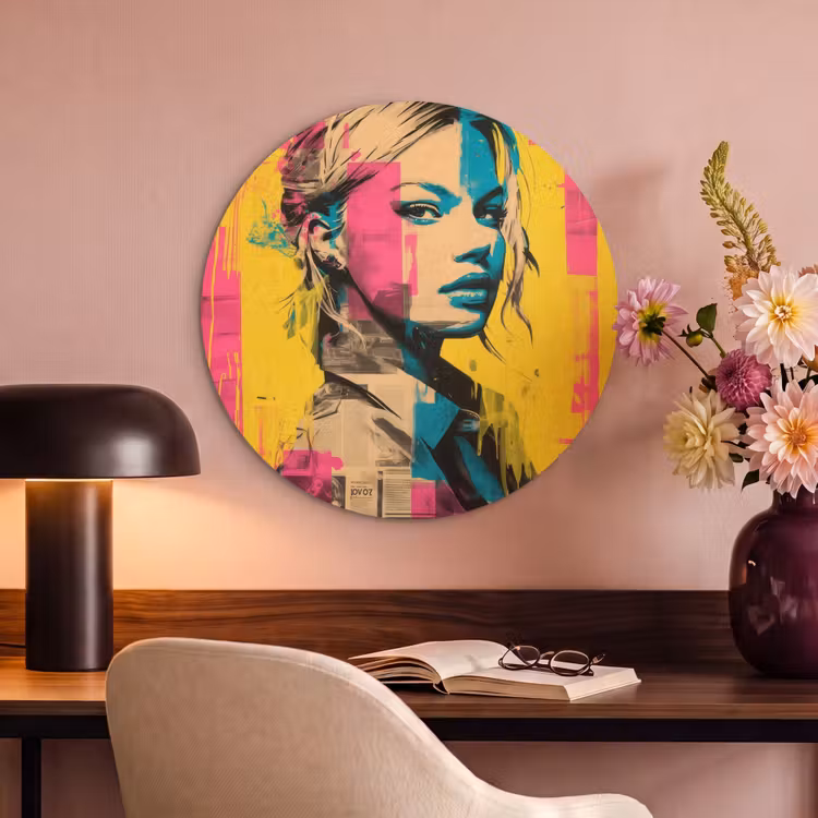Akoestisch schilderij rond - Vrouw - Verfstrepen - Gekleurd — 2