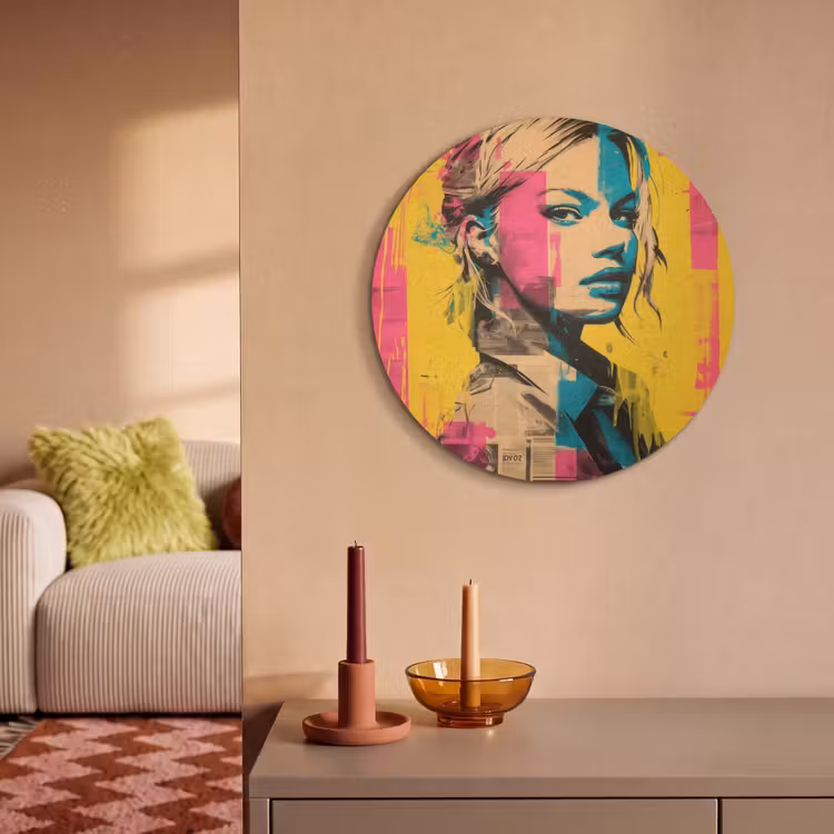 Akoestisch schilderij rond - Vrouw - Verfstrepen - Gekleurd — 3