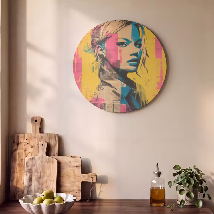 Akoestisch schilderij rond - Vrouw - Verfstrepen - Gekleurd — 4