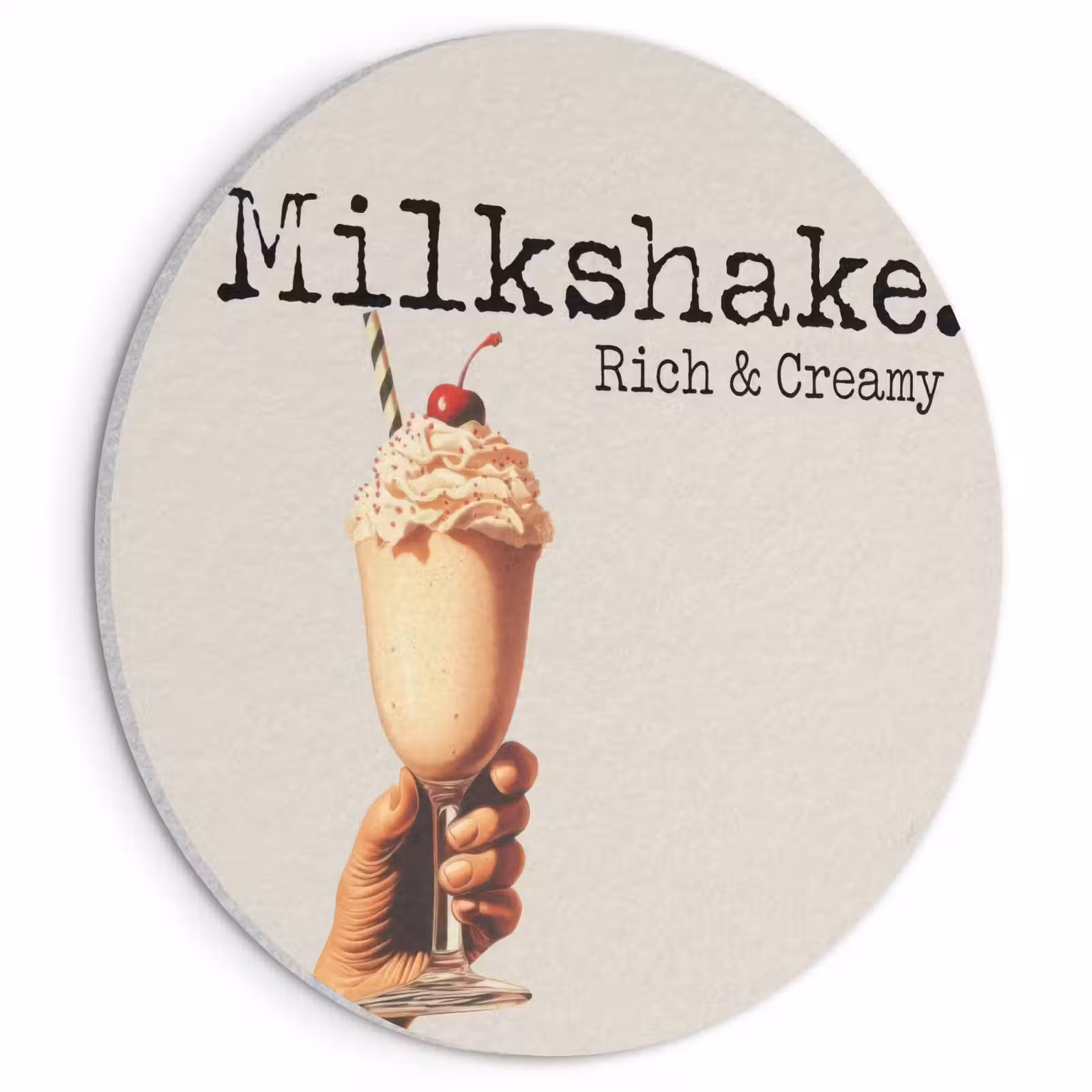Akoestisch schilderij rond - Milkshake - Kers - Rietje — 1