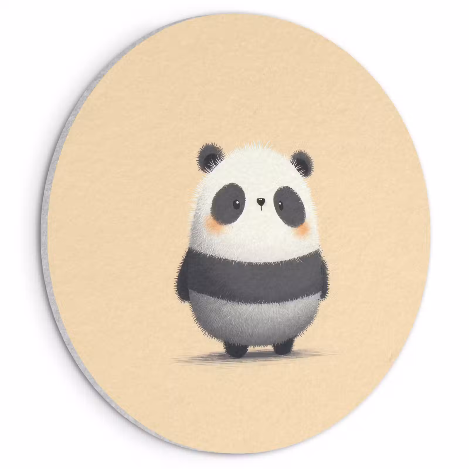 Akoestisch schilderij rond - Panda - Beige - Minimalistisch — 1