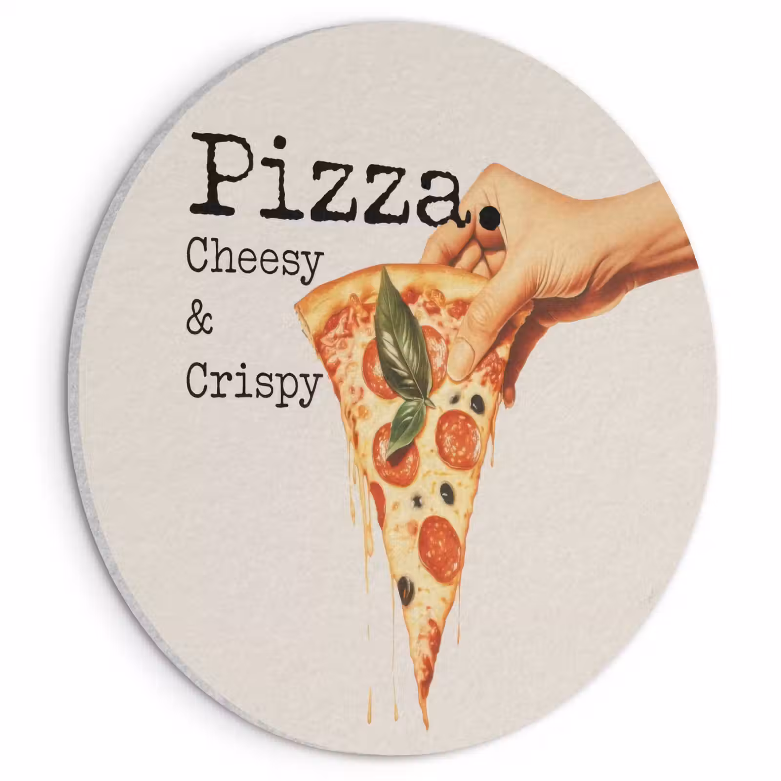 Akoestisch schilderij rond - Pizza - Kaas - Pepperoni — 1