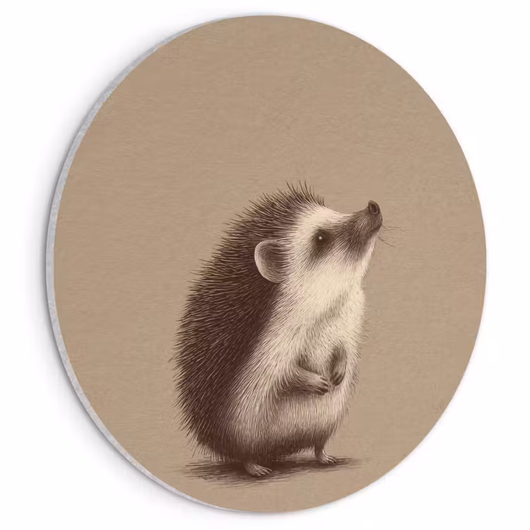 Akoestisch schilderij rond - Egel - Snuitje - Bruin - Stekels — 1