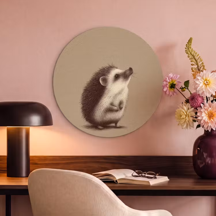 Akoestisch schilderij rond - Egel - Snuitje - Bruin - Stekels — 2