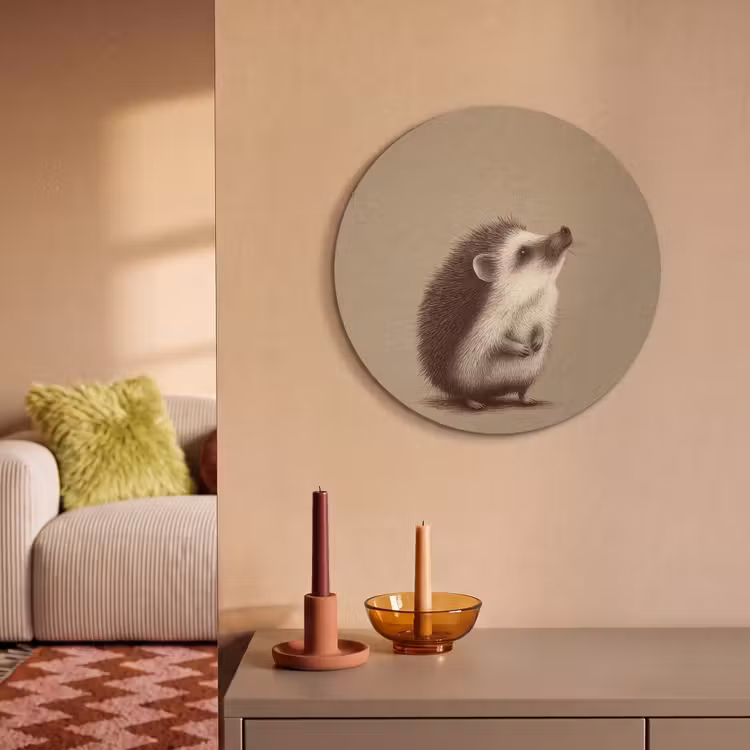 Akoestisch schilderij rond - Egel - Snuitje - Bruin - Stekels — 3